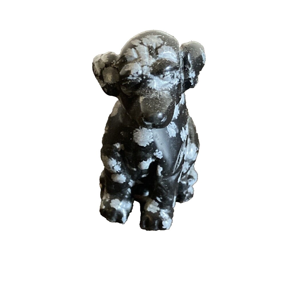 Rock Gemstone Carved  Dog Miniature Figurine